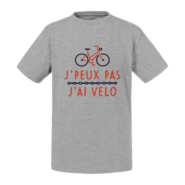 T-shirt Enfant Gris J'Peux Pas J'ai Vélo Cyclisme VTT Route-0