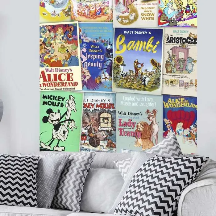 Poster géant intissé - Disney - Film rétro - H 200 x L 120 cm - Multicolore - Décoration murale-0