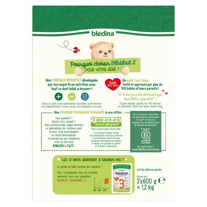 Lait en Poudre Blédilait 2ème âge (1,2kg) - Blédilait de 6 à 12 Mois-4