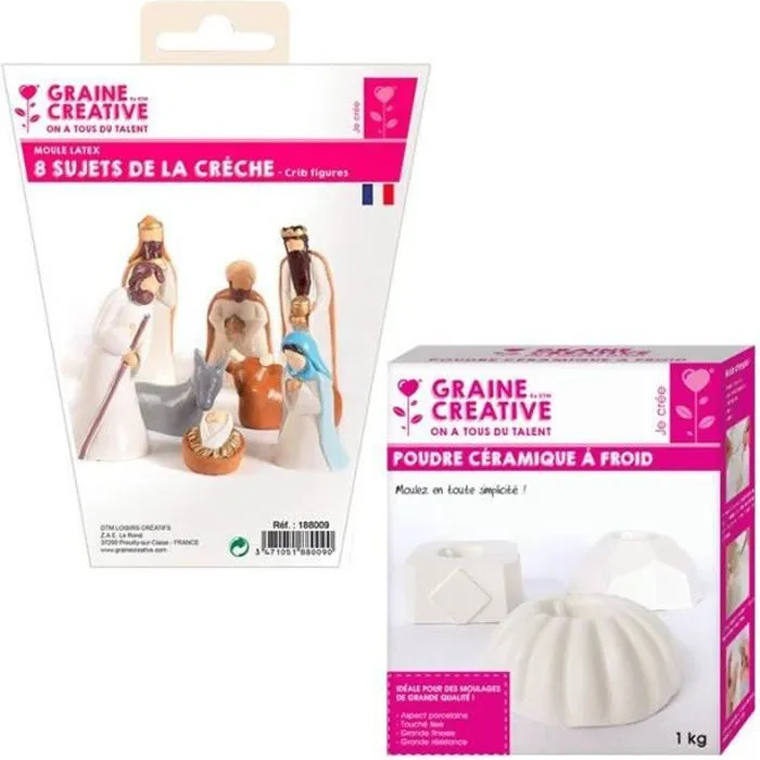 8 moules en latex Santons - Crèche de Noël + Céramique à froid 1 kg-0