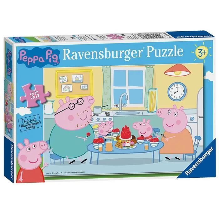 Puzzle - RAVENSBURGER - Peppa Porc Famille Temps - 35 pièces - Dessins animés et BD - Rose-0