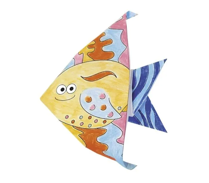 Kit Origami - Fridolin - Poisson - 20 Feuilles - 15x15 cm - À colorier-3
