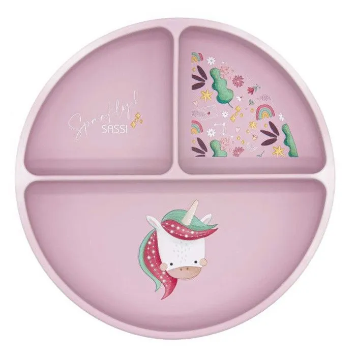 Assiette compartimentée en silicone avec ventouse Animaux LICORNE-0
