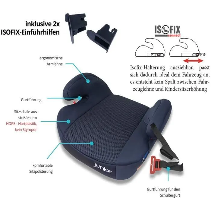 Petex Max Plus 151 Rehausseur pour enfant avec Isofix, HDPE Conforme à la norme ECE R44/04 Noir - 44430804-1