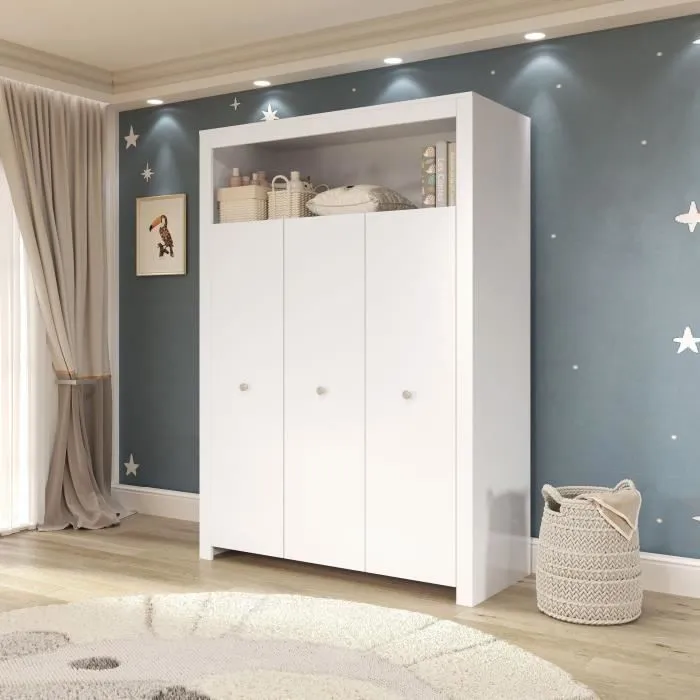 Chambre bébé Trio : Lit 70 x 140 cm + Commode à langer + Armoire OLIVIA - Blanc - TREND TEAM-4