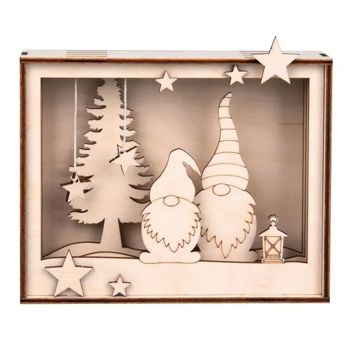 Cadre lutins du père Noël en bois à décorer-0