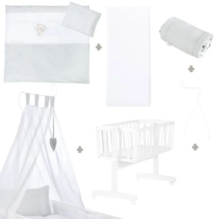 ROBA Berceau Complet "Heartbreaker" avec Fonction de Verrouillage - 40 x 90 cm - Blanc-2