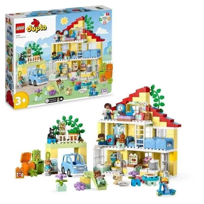 LEGO® DUPLO Ma Ville 10994 La Maison Familiale 3-en-1, Jouet Maison de Poupée avec Voiture-0