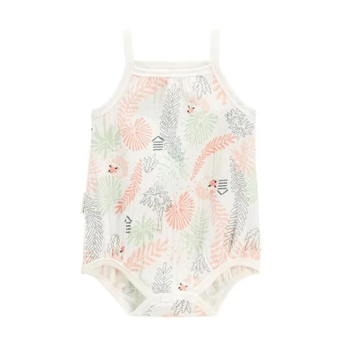 Lot de 2 bodies bébé - Cilaos - Corail - Gaze de coton - Effet bloomer - Ouverture pressions-2