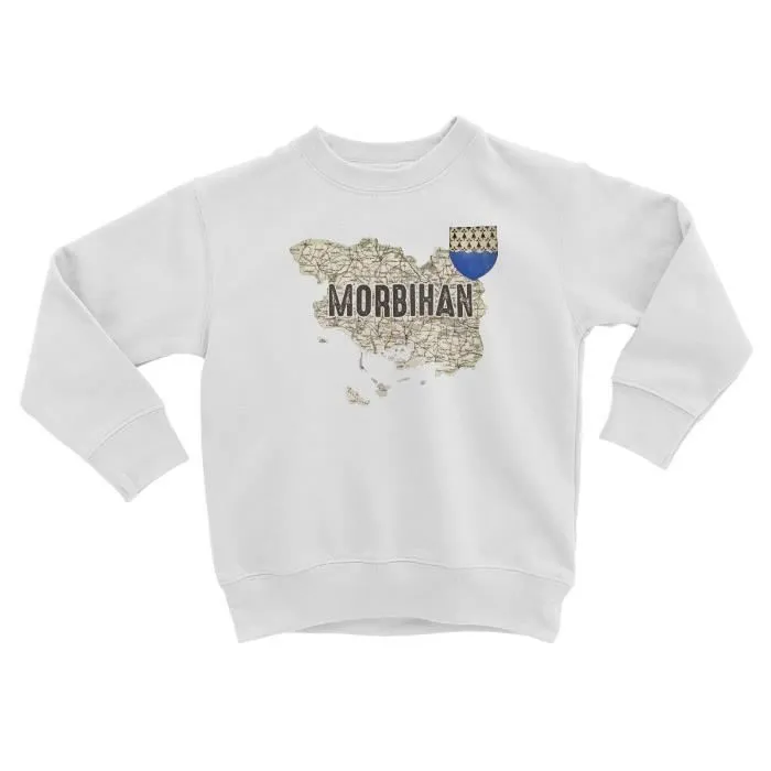Sweatshirt Enfant Morbihan 56 Département Vannes Carte Ancienne Bretagne-0