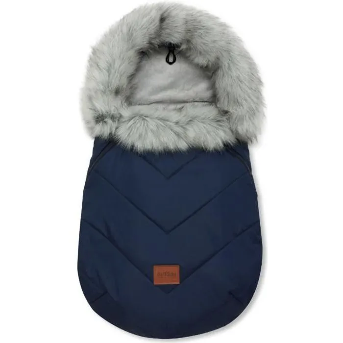 Bellochi Chanceliere Universelle pour Poussette - Capuche Réglable et Col Fourrure Amovible - Bleu-0
