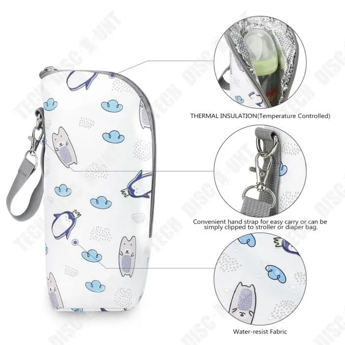 TD® Sac biberon léger et pratique doublure isolante isolation porte-bouteille tissu Oxford voyage en plein air voyage sac à main-3