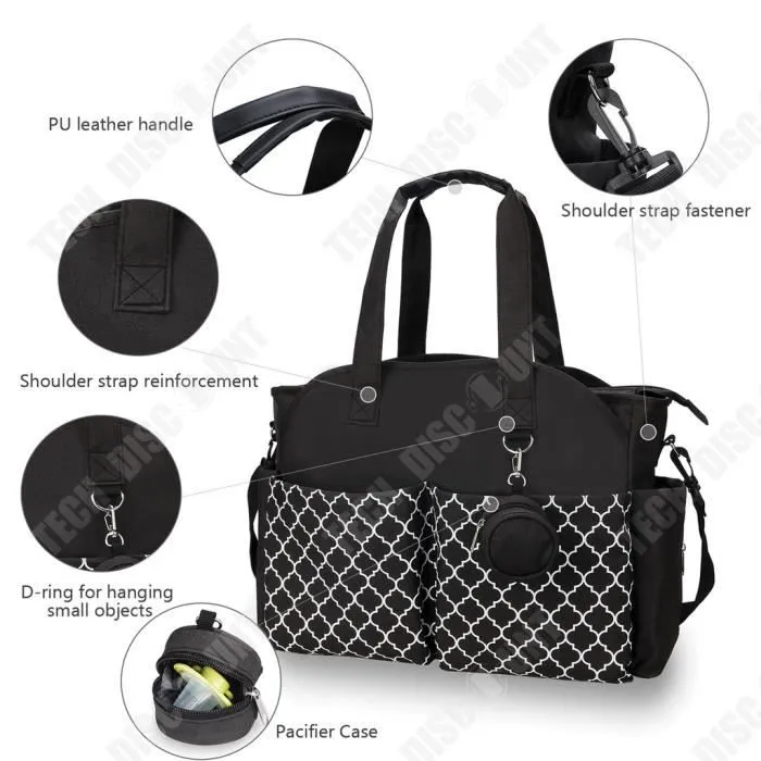 TD® Portable mère et bébé sac multifonctionnel polyester une épaule voyage en plein air mère sac ensemble universel avec sac à sucet-1