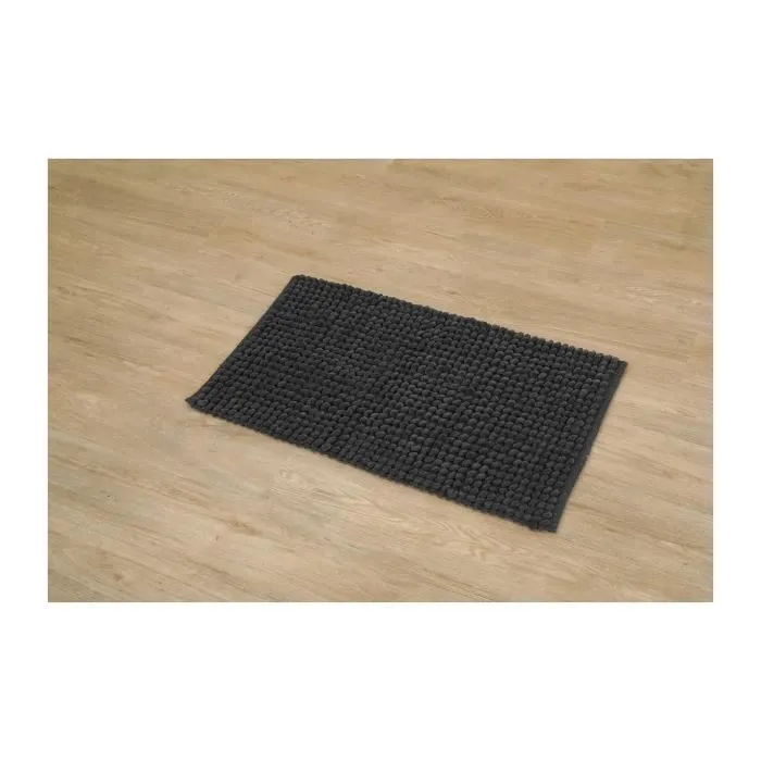 TENDANCE - Tapis de salle de bain Gris en Polycoton Boules 50 x 90 cm-1