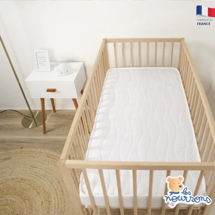 Matelas Bébé Climatisé 60x120 cm - Réversible - 1 face Été fraîche / 1 face Hiver ouatinée - OekoTex® - Fabrication Française-2