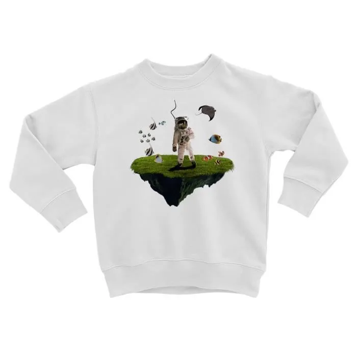 Sweatshirt Enfant Cosmonaute Scaphandrier Poisson Collage Art Surréalisme-0