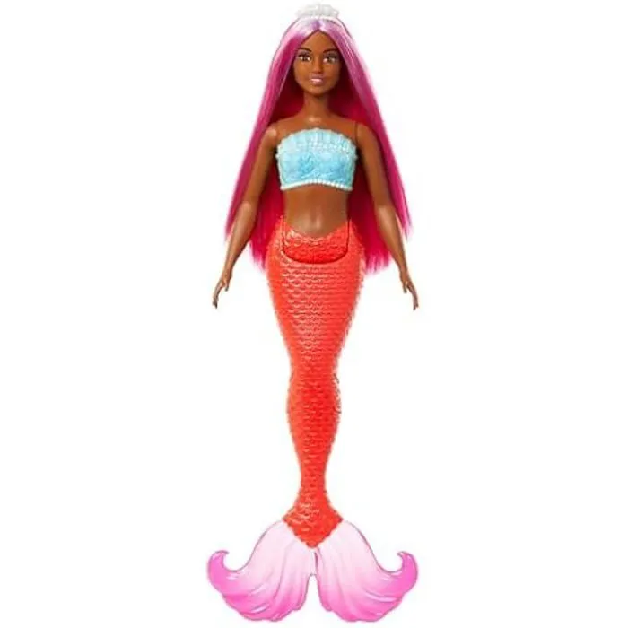 Barbie Poupées Sirènes avec Cheveux Fantaisie et Serre-tête, Jouets sirènes avec Bustiers inspirés de Coquillages et nageoires-0