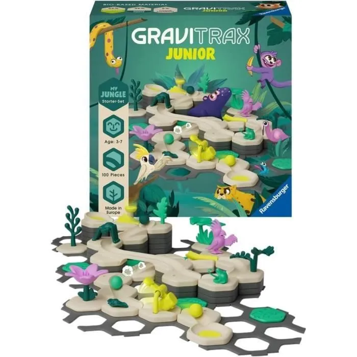 Gravitrax Junior - Starter Set My Jungle 97 pièces - Circuit de billes - Jeu de construction créatif - Ravensburger - Dès 3 ans-0