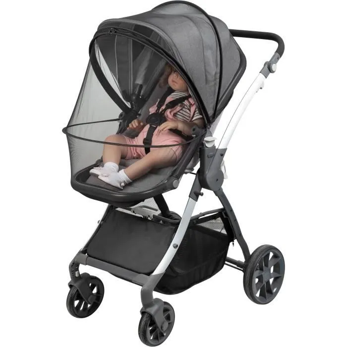 Moustiquaire pour poussette TINEO ALL INCLUSIVE - Ouverture facile avec zip - Poche rangement incluse-6