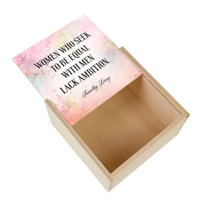 Boite Coffret en Bois - Timothy Leary Women Ambition Citation Inspirante Motivation (11 x 11 x 3,5 cm)-0