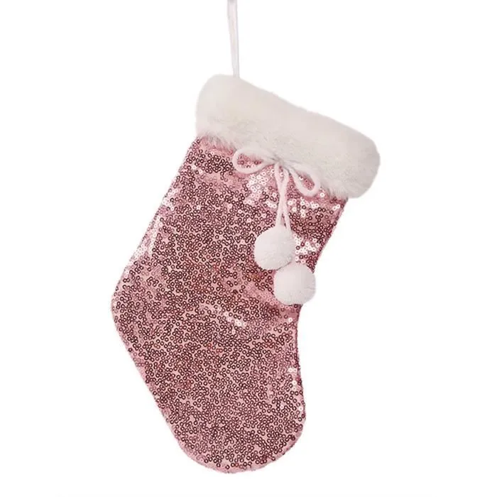 Chaussette de Noël rose-0