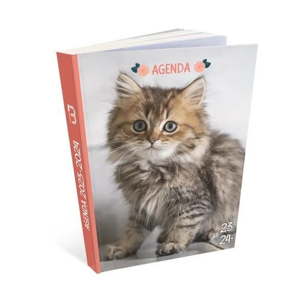 Agenda scolaire - Chat - 2023/2024 - 1 page par jour - Couverture attrayante - Multicolore-0