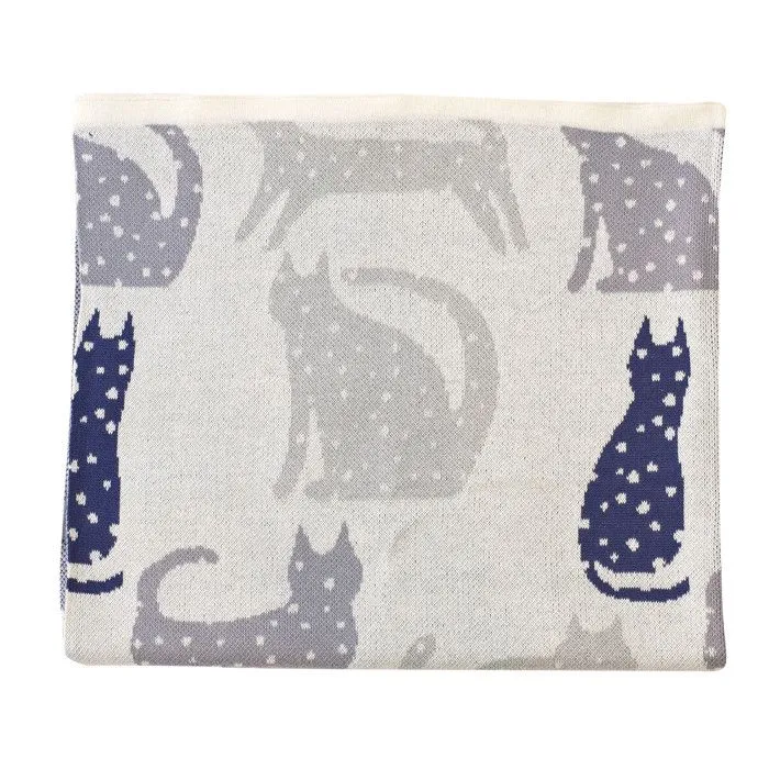 Couverture en coton bio Gots Chat 80 x 100 cm Gris-3