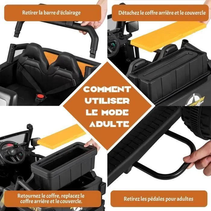COSTWAY Voiture Electrique 12V/10Ah pour Enfants, Télécommande 2,4G, Ressorts de Suspension, Musique,Klaxon,LED pour 3 Ans+ Noir.-2