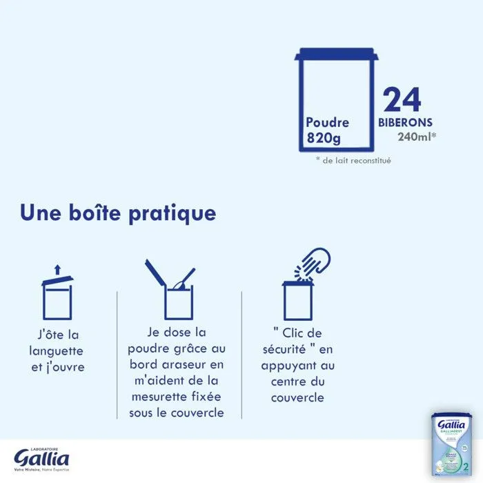 3 Boîtes de Lait en poudre Galliagest Premium 2 (3x820g) - Gallia De 6 à 12 Mois-4