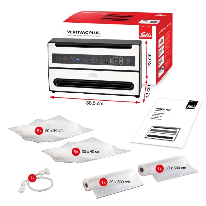 Machine Sous Vide Alimentaire - Sous Videuse Alimentaire - Compartiment du Rouleau - Gris - VertiVac Plus 5703 Solis-3