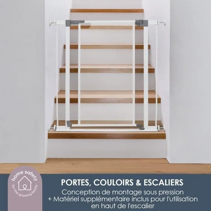 Barrière de sécurité à panneau transparent - DREAMBABY - Fonction "maintien en position ouverte"- Bas anti-chute - Blanc-4