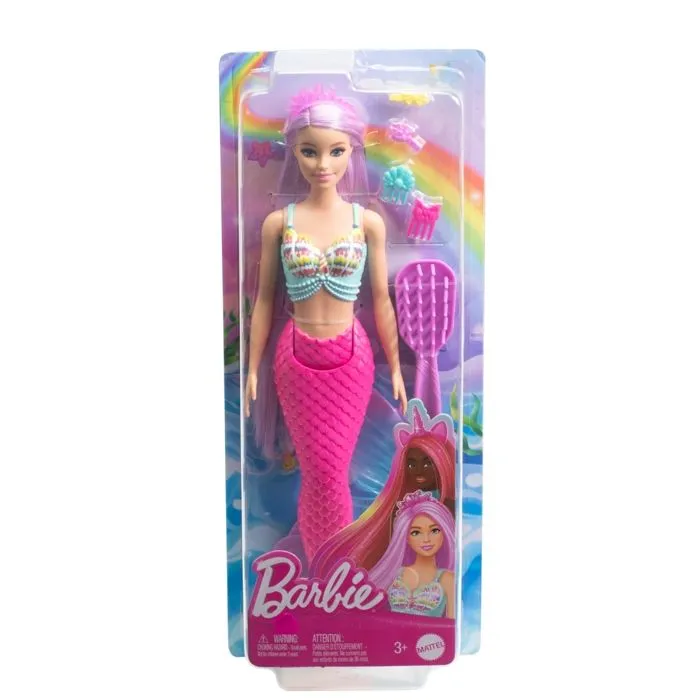 Barbie Sirène Poupées avec Cheveux Roses de 18 cm de Long et Accessoires colorés pour s’Amuser à coiffer, comme Un Serre-tête et-4