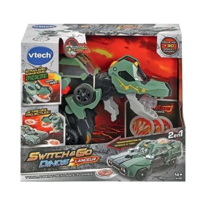 VTECH - Switch & Go Dinos Lanceur - Tyram, Super T-Rex Lance Flammes-3