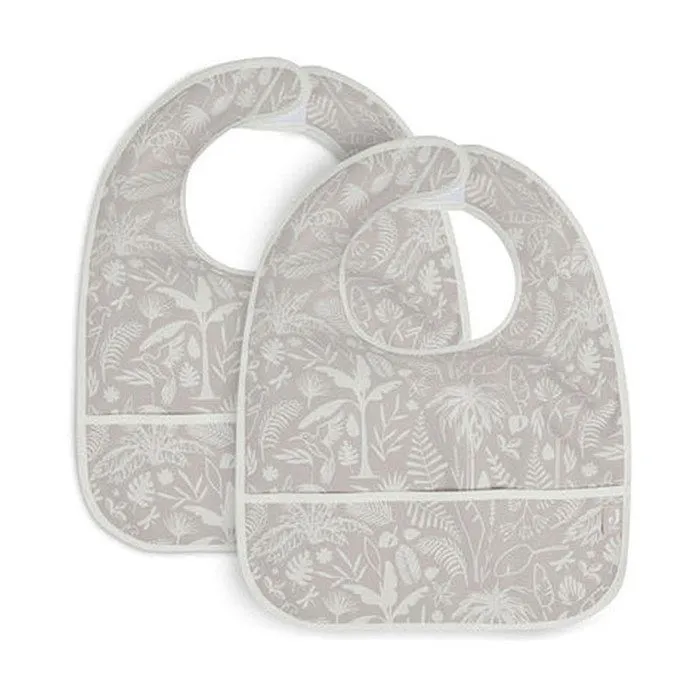 Bavoir Imperméable Botanical Nougat (2pcs) - Gris - Jollein-0