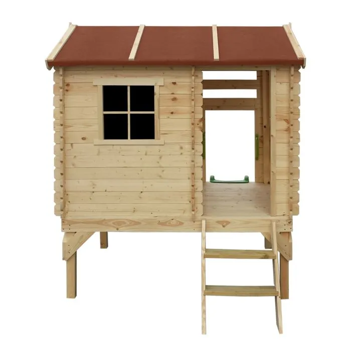 Maisonnette en bois avec toboggan - 82x146xH205cm/1.1m2 - maison jardin enfant exterieur bois - Timbela M501C-2