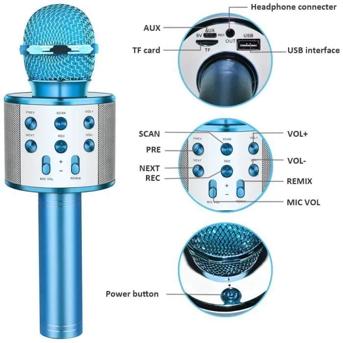 Microphone Sans Fil - Non spécifié - Portable - Bluetooth - Enregistreur - Cadeau Anniversaire-1