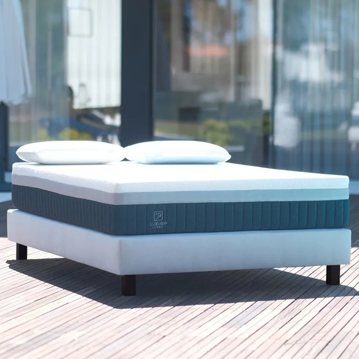 Sommier tapissier 140x200, gris, Gamme Prestige Hôtel, bois massif + pieds offerts-1