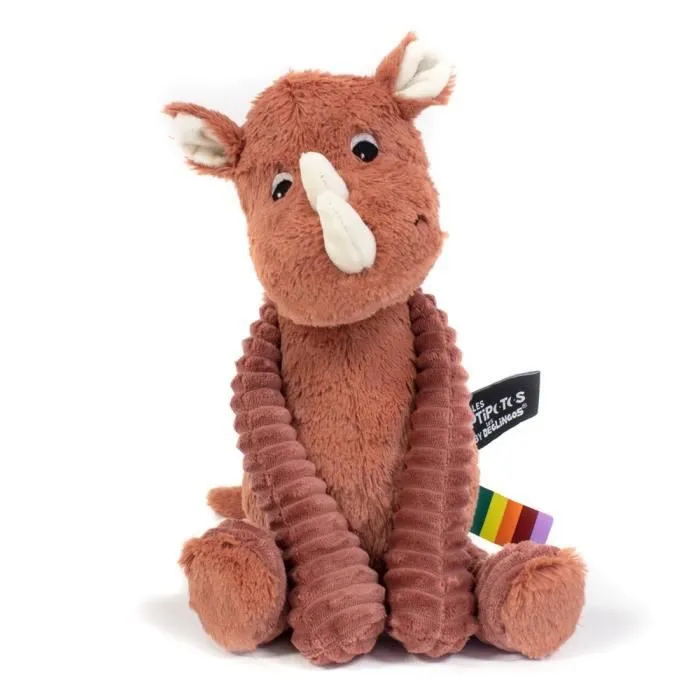 Peluche rhinocéros marron LES DEGLINGOS - 35 cm - Pour bébé-0