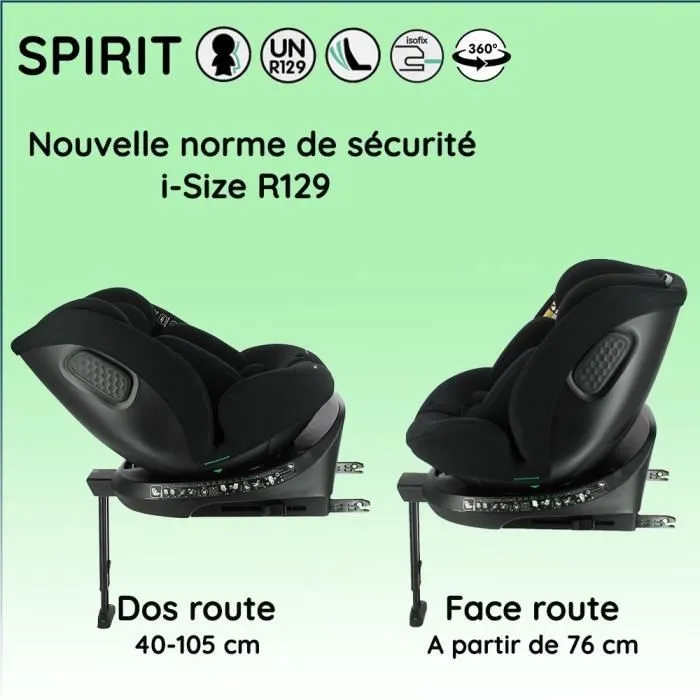 NANIA Siège auto isofix SPIRIT, Groupe 0/1/2/3, de 0 à 10 ans, 0-36 kg, 40-150 cm, R 129– Têtière réglable - Inclinable - Pivotant --2