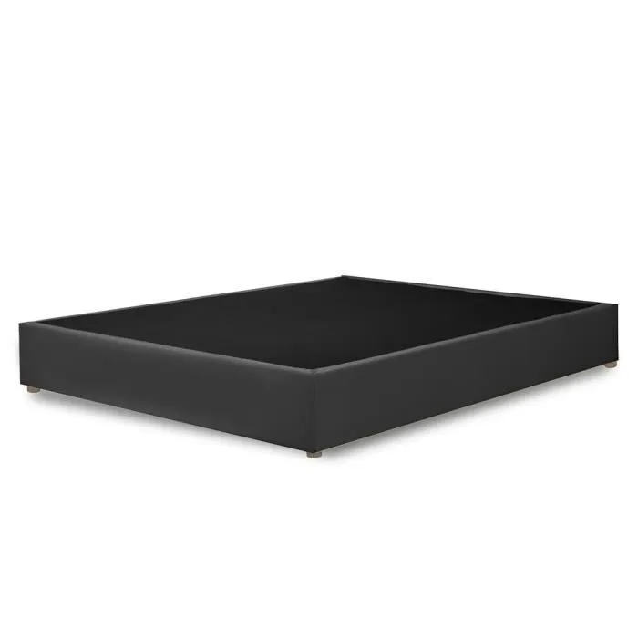 Lit Sophia Simili Cuir Noir Sampur | 160 X 200 cm | Confort Optimal, Design et Qualité | Cadre Solide, Lattes Flexibles Résistantes-1