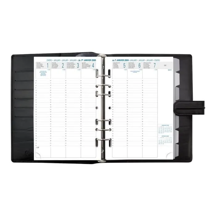 Organiseur - Exacompta - Exatime 21 - 190 x 230 mm - Couverture rigide - Cuir noir veiné-0