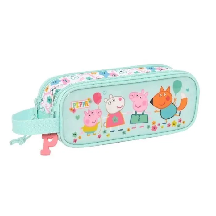 Trousse d'écolier - Peppa Pig - Cosy corner - Bleu clair - Polyester 300D - 21 x 8 x 6 cm-0
