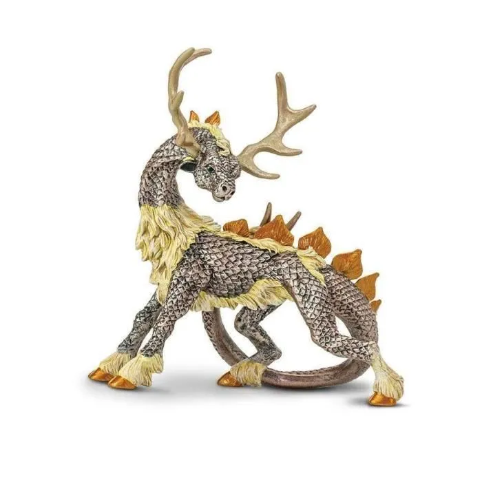Figurine Safari Dragon Cerf Gris Argenté pour Enfant - Marque SAFARI - 12 x 10 x 13,5 cm-0