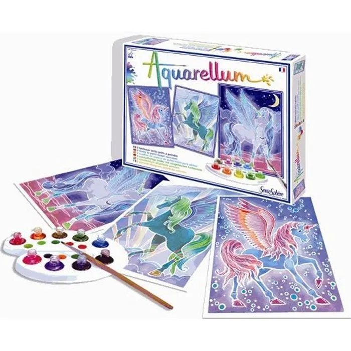 SENTOSPHERE - Aquarellum Pegases - Tableaux de chevaux ailés à colorer-0