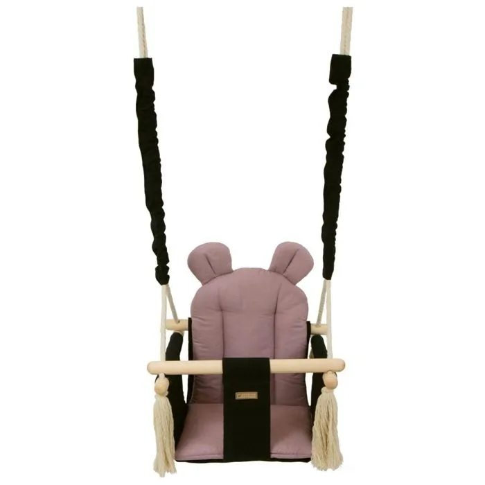 Balançoire bascule confortable pour enfants en bois coton terrasse jardin maison6-0