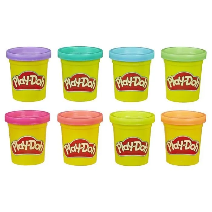 Pâte à modeler - PLAYDOH - Couleurs Fluo - 8 pots de 56g chacun-1