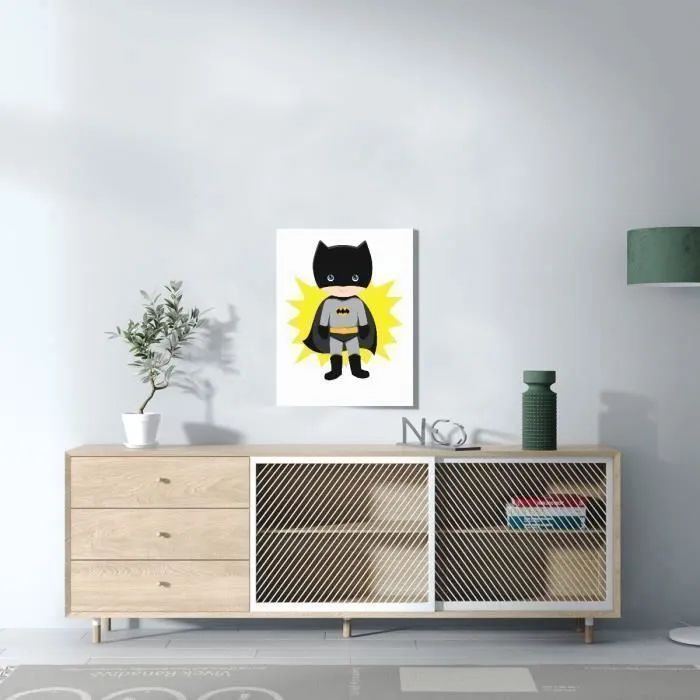 Tableau Décoratif - FABULOUS - Batboy Batman Garcon Enfant Dessin Mignon Super Hero - Intérieur - Mixte - Noir-2