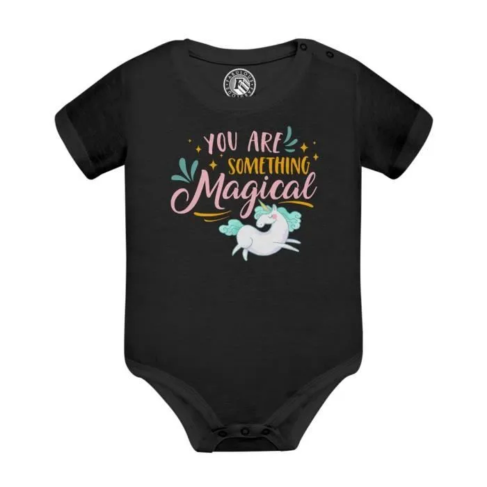 Body Bébé Manche Courte Noir You are Something Magical Licorne Dessin-0