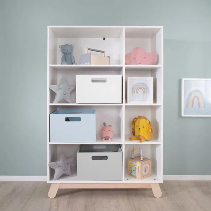 ROBA Casier de Rangement en Bois pour Chambre d'Enfant - Bac pour Jouets et Déco avec Poignées - Gris-4