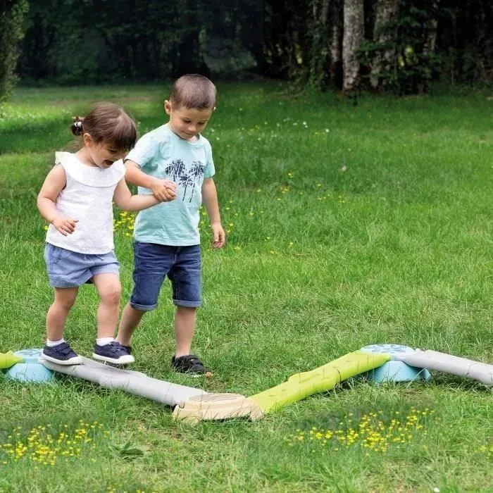 Smoby - Parcours de motricité Aventure - 4 plots + 4 planches - Equilibre, coordination, éveil, sensoriel - Fabriqué en France-1